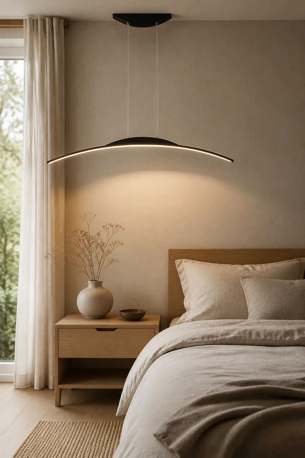 Minimalist Linear Metal Remote Control Pendant Light - Lumpaz