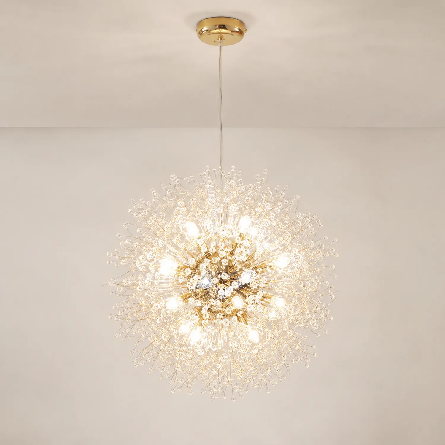 Lili Elegant Dandelion Metal/Acrylic Pendant Light, Gold/Chorme - Lumpaz