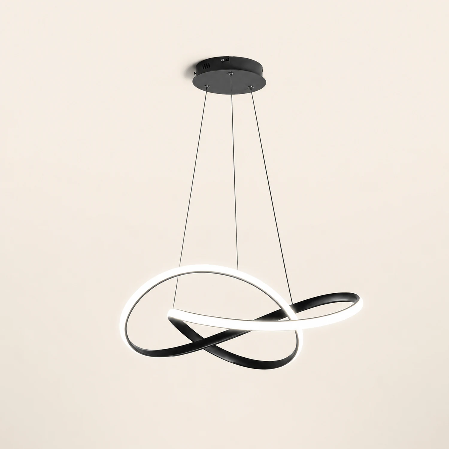 Pendant Light linear Modern, Acrylic/Metal, Black/White, Dining Room - Lumpaz