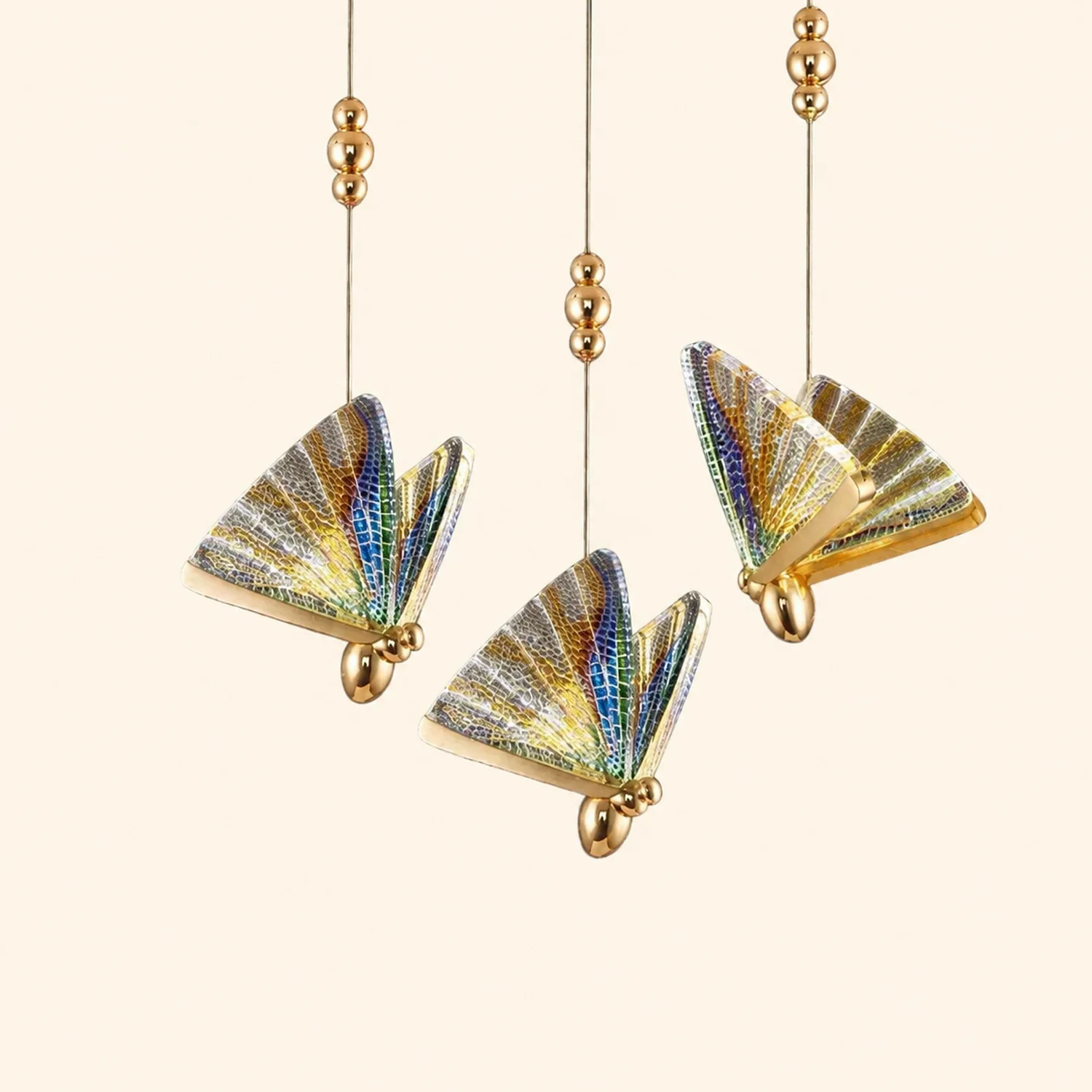 Kady Art Deco Butterfly Pendant Light, Crystal & Metal, 2 Color - Lumpaz
