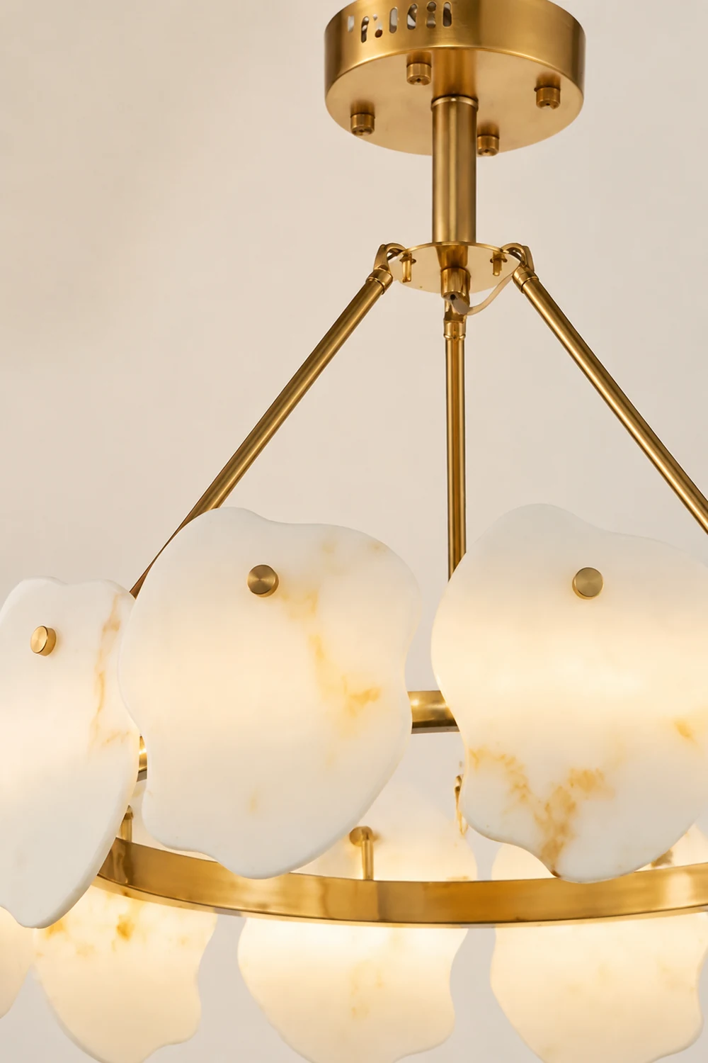 Marilyn Modern Marble Gold Round Pendant Light, Living Room - Lumpaz