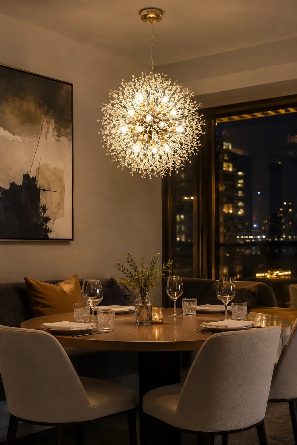 Lili Elegant Dandelion Metal/Acrylic Pendant Light, Gold/Chorme - Lumpaz