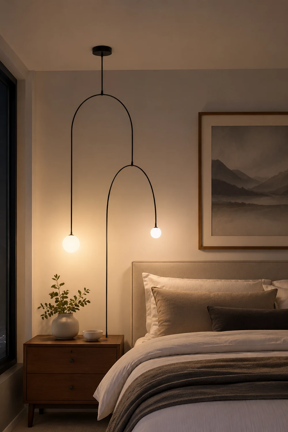 Avi Minimalist Linear Metal Pendant Light, Black - Lumpaz
