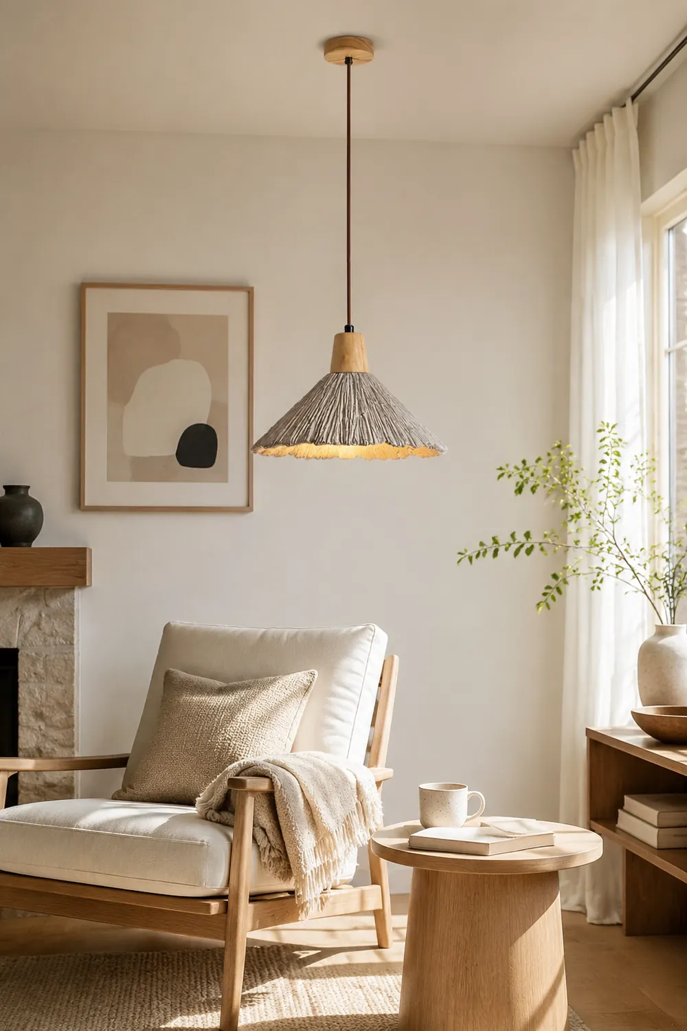 Concrete Pleated Pendant Lamp - Lumpaz