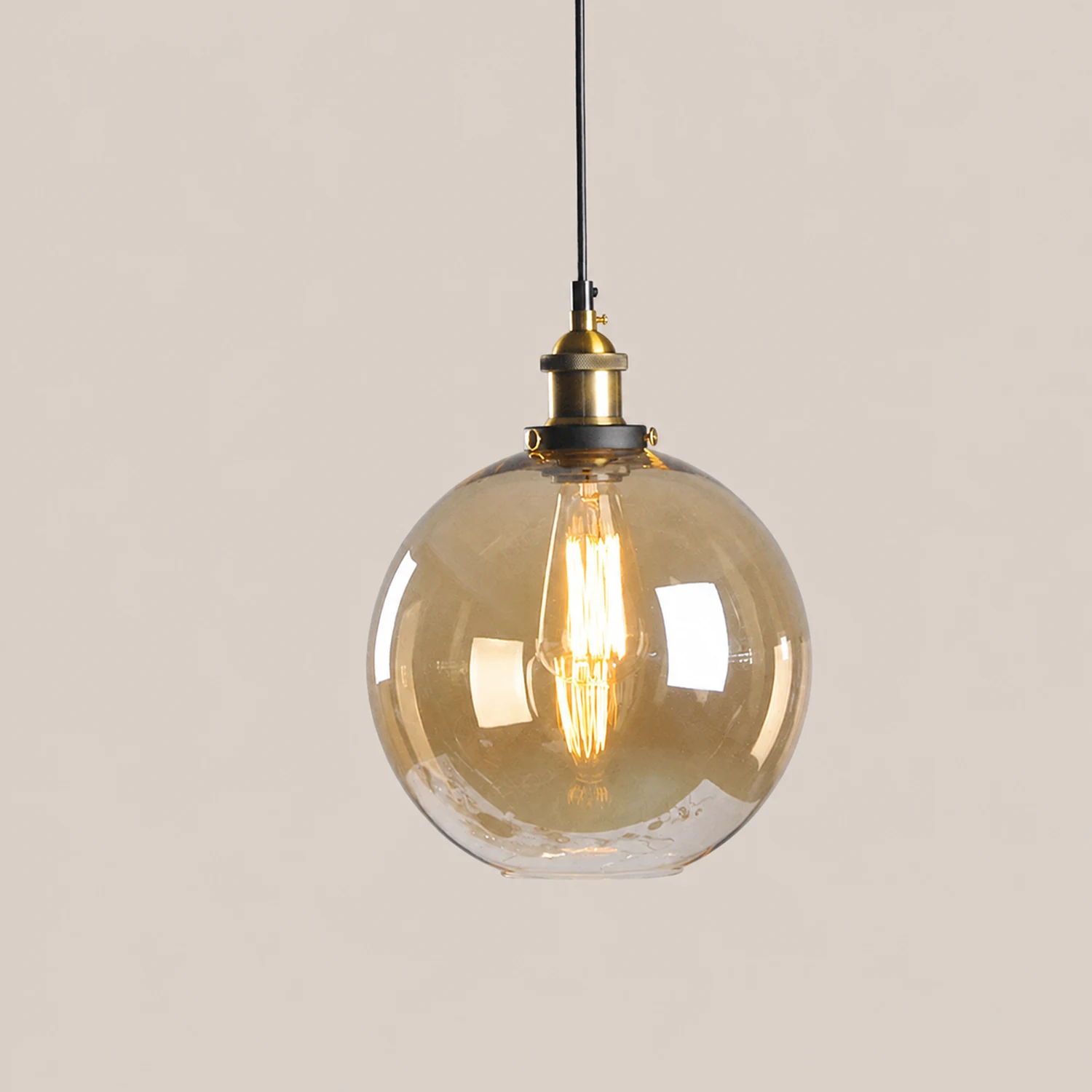 Levy Industrial Metal/Glass Pendant Light Clear/Amber/Smoke Gray Dining Room - Lumpaz