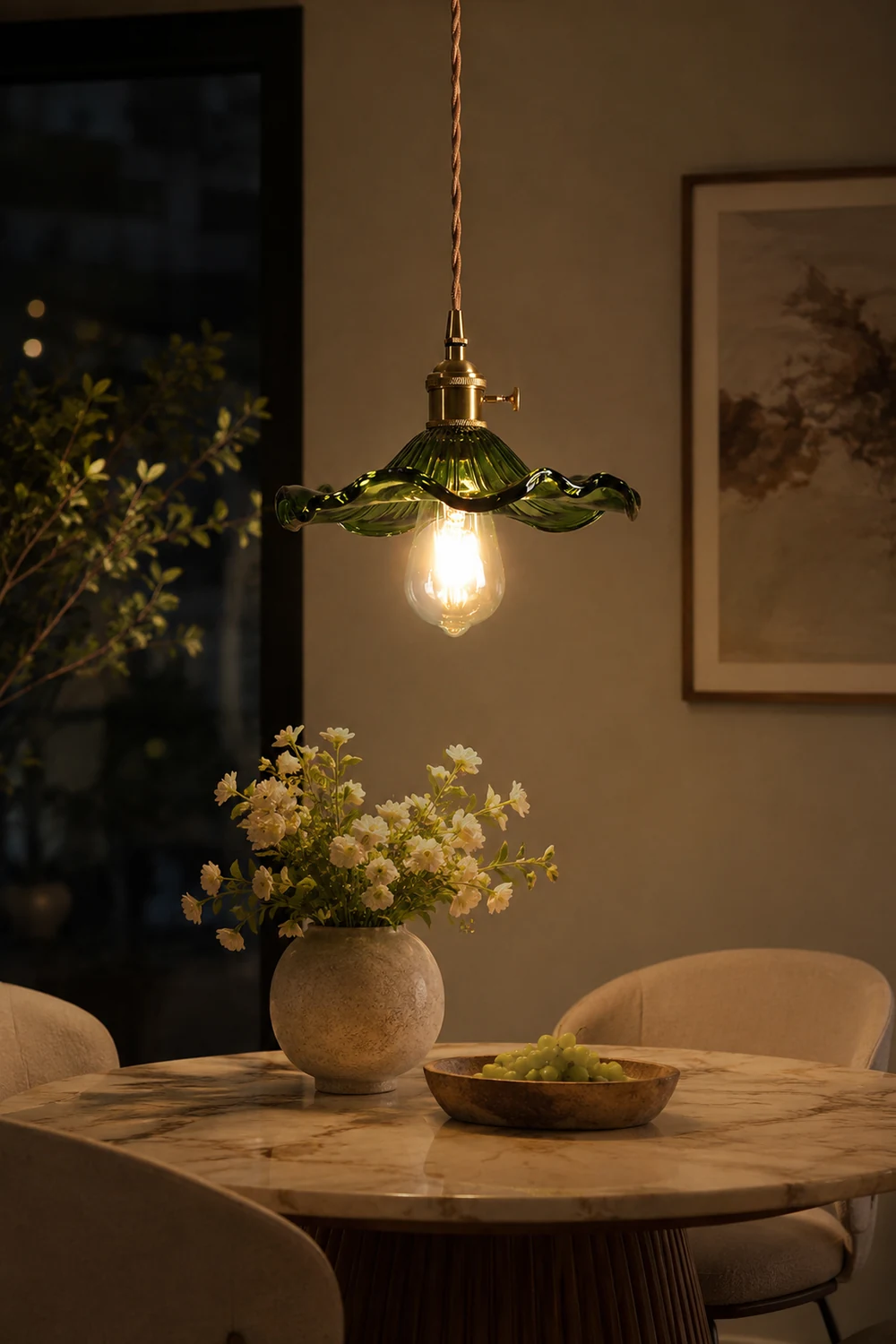 Glass Hibiscus Flower Pendant Light - Lumpaz