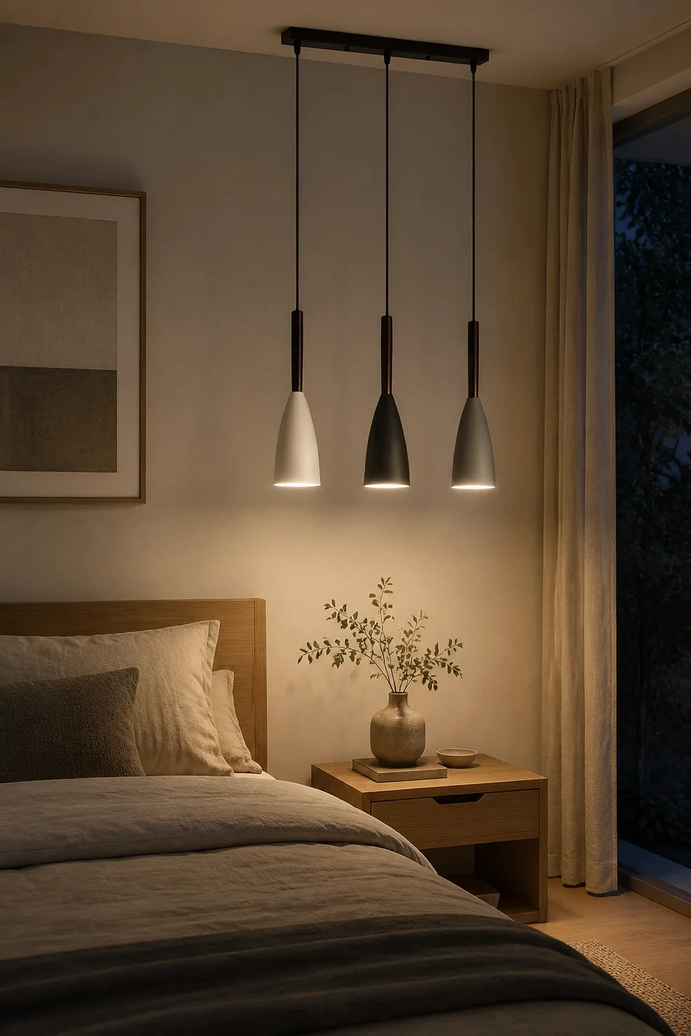 Morandi Kitchen Island Pendant Light Cluster, Wood/Metal - Lumpaz