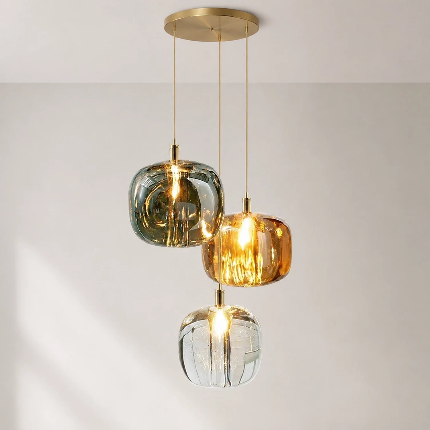 Hailie Modern Bubble Glass LED Pendant Light, Amber/Clear/Gray - Lumpaz