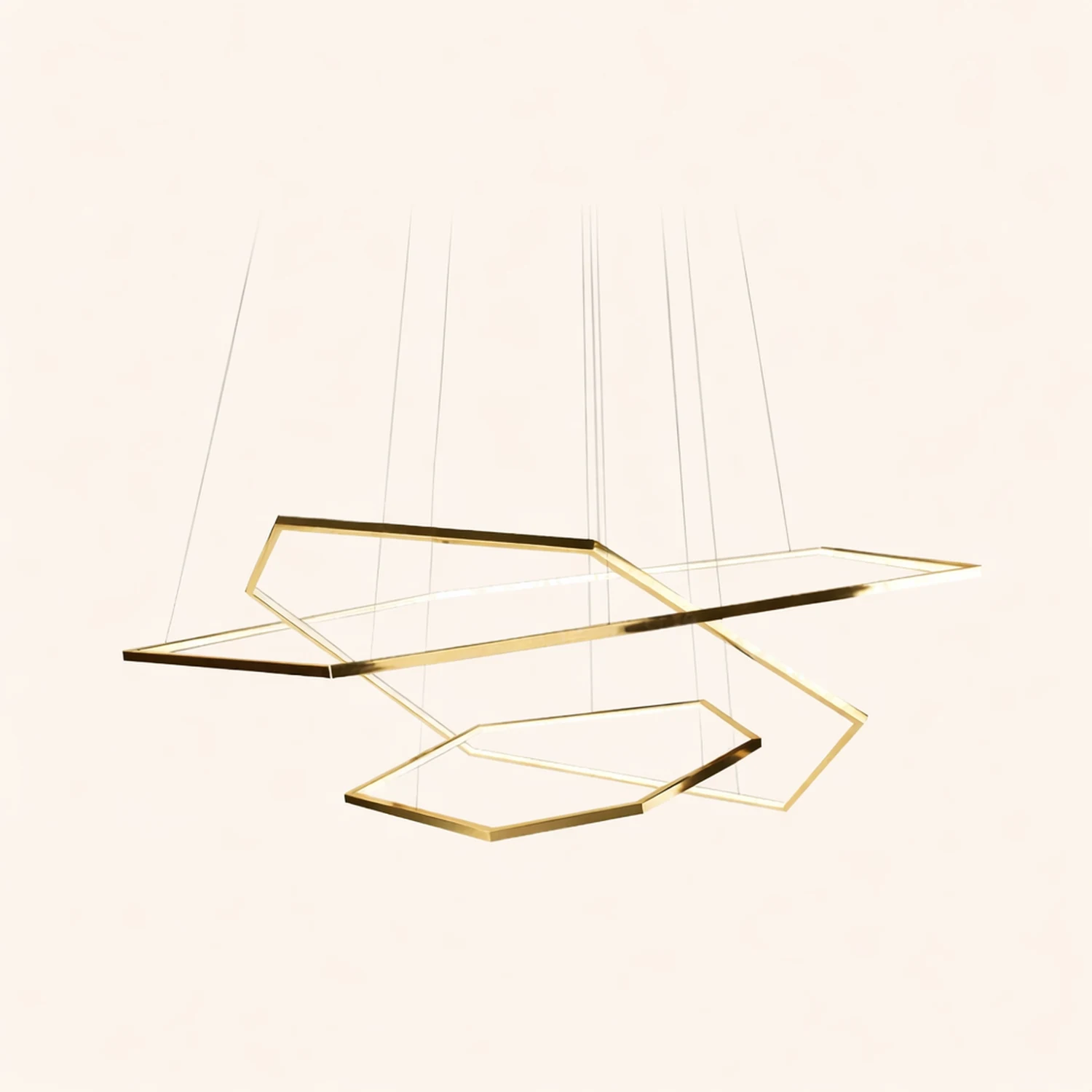 Edge Minimalist Geomatic Metal Pendant Light, Gold, DIY - Lumpaz