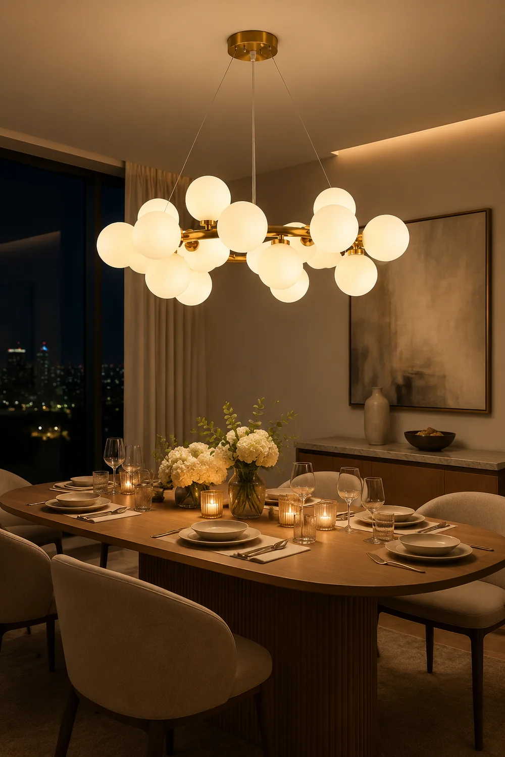 Valentina Chandelier Bubble, Magic Beans, Glass, Dining Room - Lumpaz