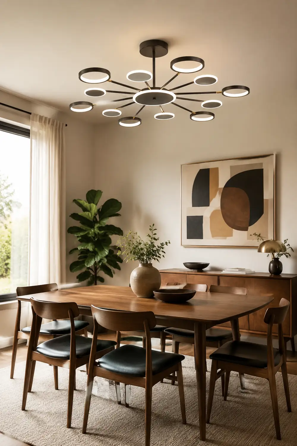 Sumait Modern Led Chandelier, Geometric, Black, Metal/Acrylic - Lumpaz