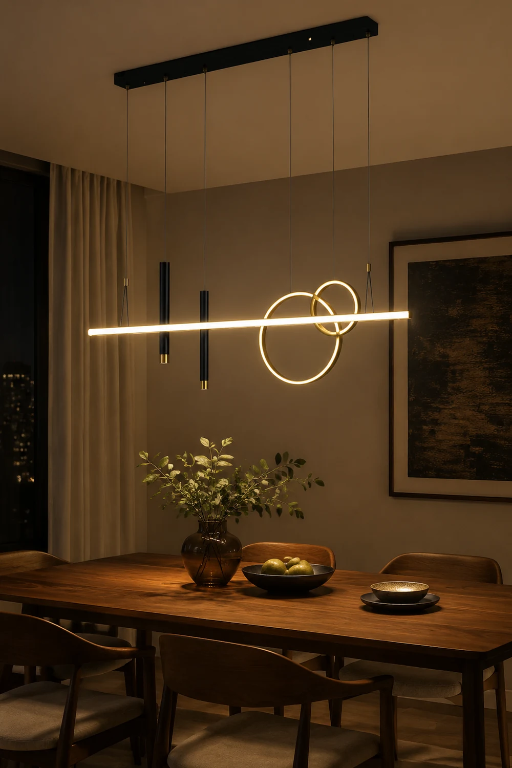Madina Modern Ring Metal/Acrylic Pendant Light, Black/Gold - Lumpaz
