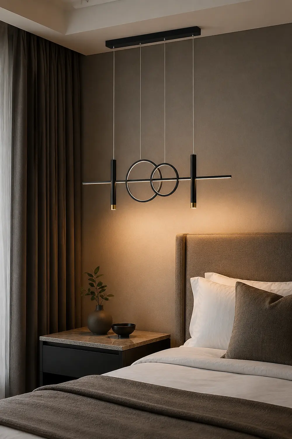 Madina Scandinavian Metal Pendant Light, Black/Gold - Lumpaz