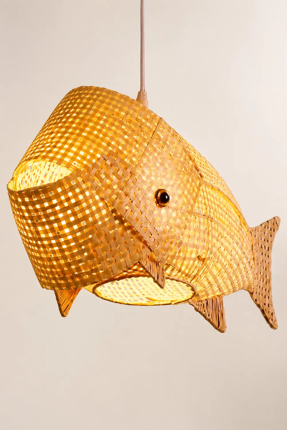 Muto Art Deco Rattan Pendant Light, Fish , Bamboo, Restaurant - Lumpaz