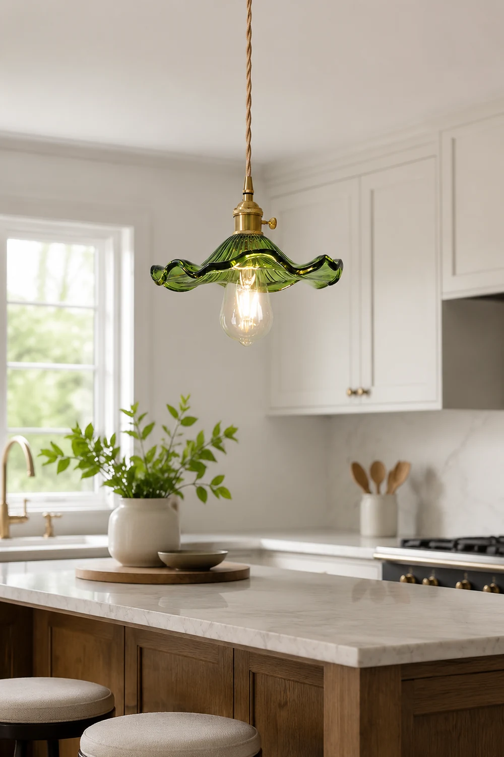 Glass Hibiscus Flower Pendant Light - Lumpaz