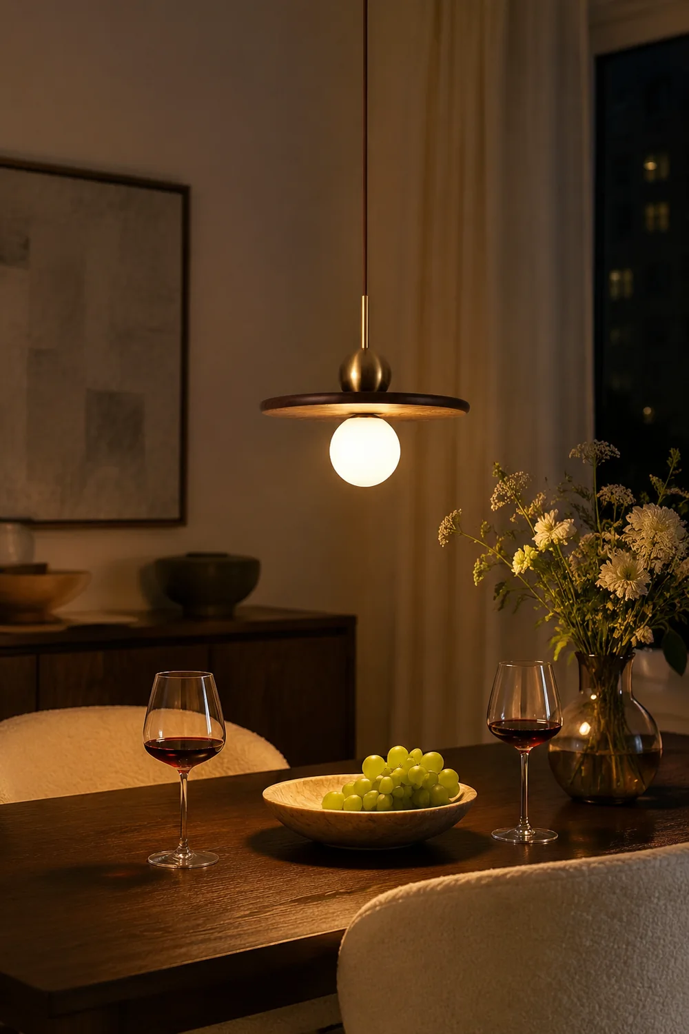 Flying Saucer Walnut Pendant Lamp - Lumpaz