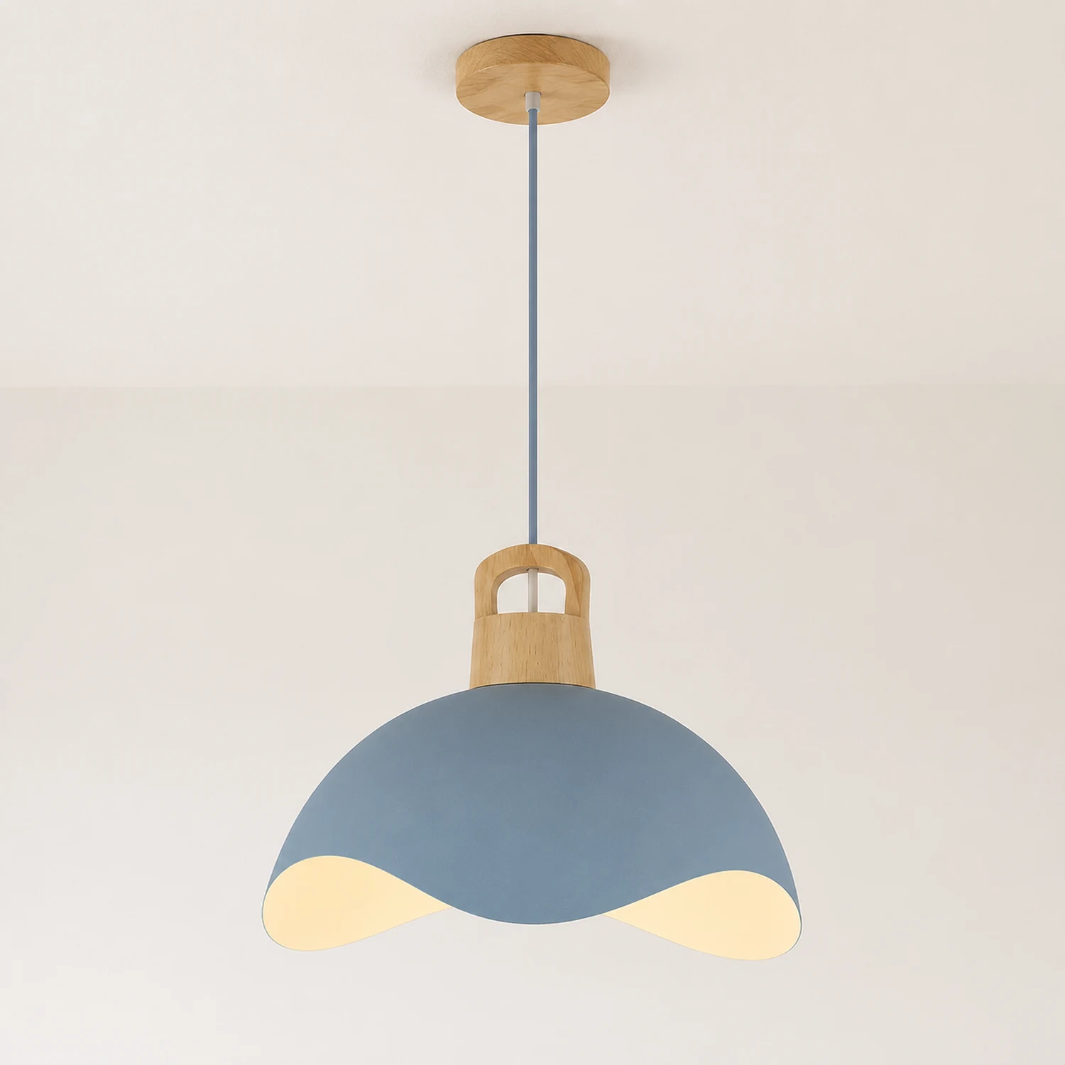 Morandi Colorful Shade Single Pendant Lights, Wood & Metal - Lumpaz