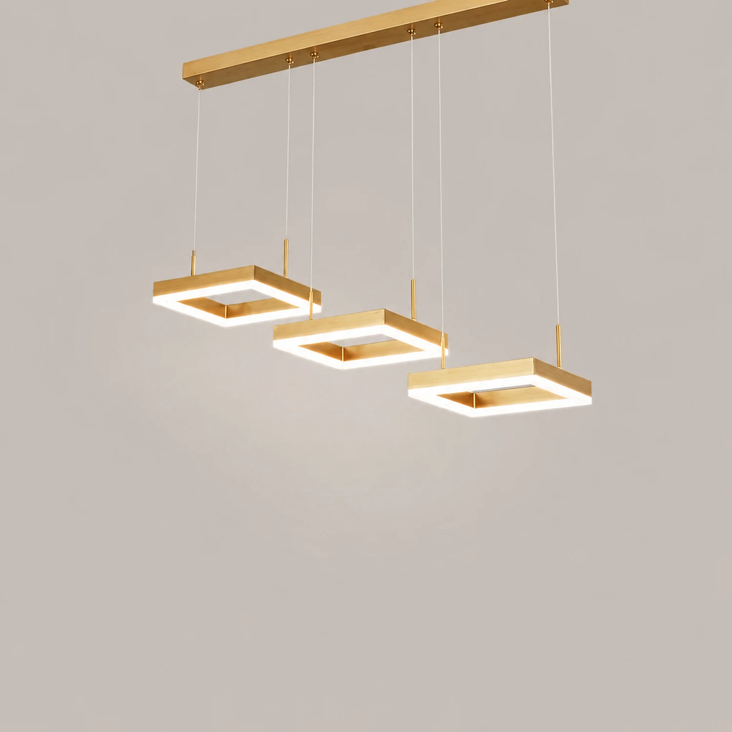 Raheel Modern Gold Cluster 3 Lights Pendant Light, Square - Lumpaz