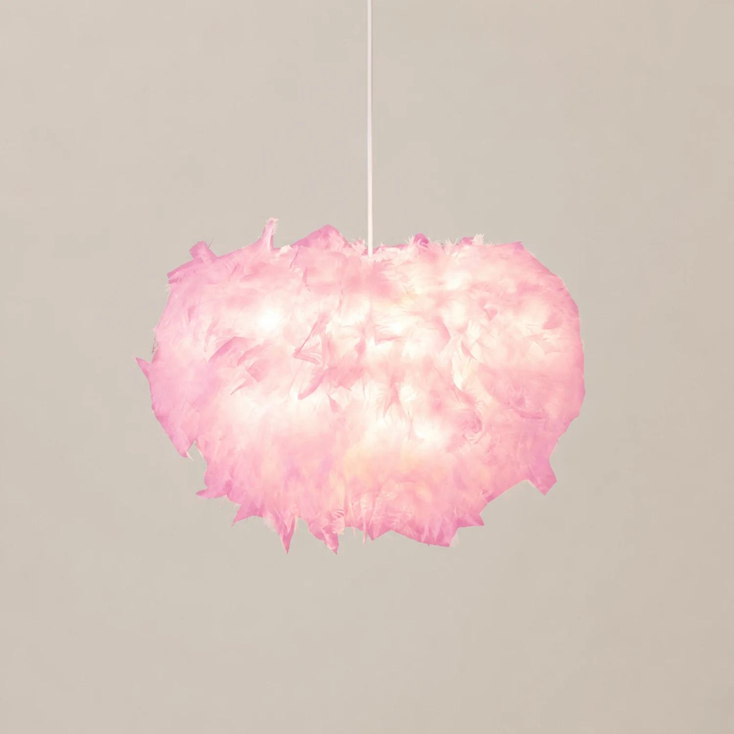 O'Moore Nordic Art Deco Feather Pendant Light, White/Pink - Lumpaz