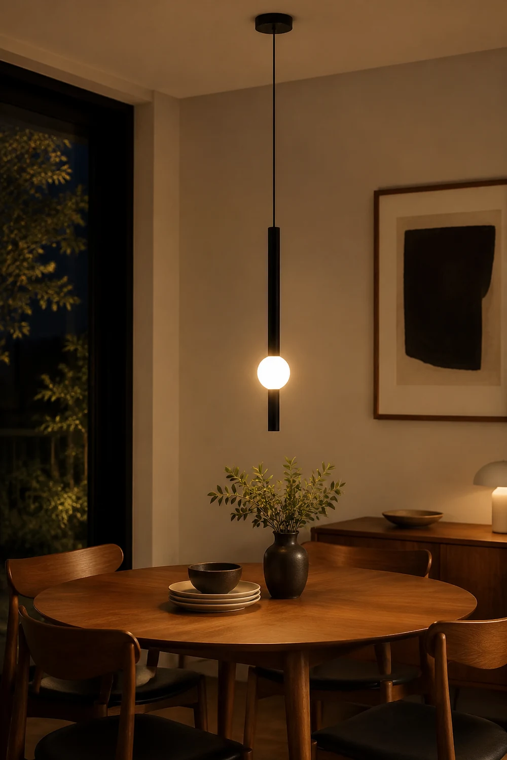 Carr Minimalist Linear Globe Glass Pendant Light, Bedroom - Lumpaz