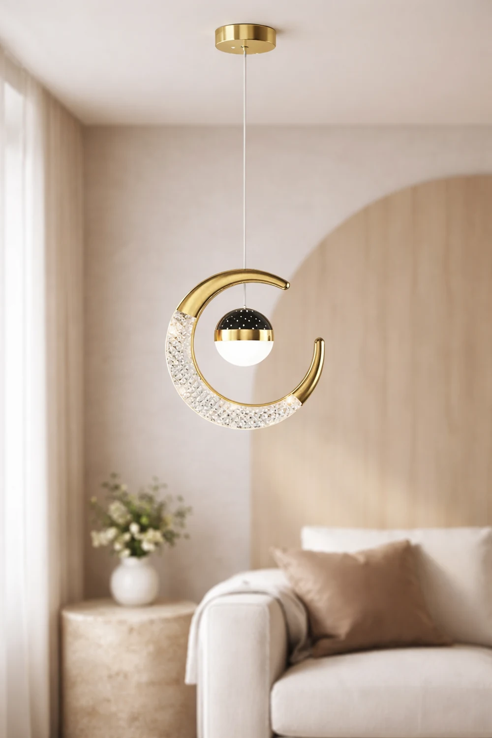 Madina Modern LED Pendant Light Starry, Black/Gold - Lumpaz