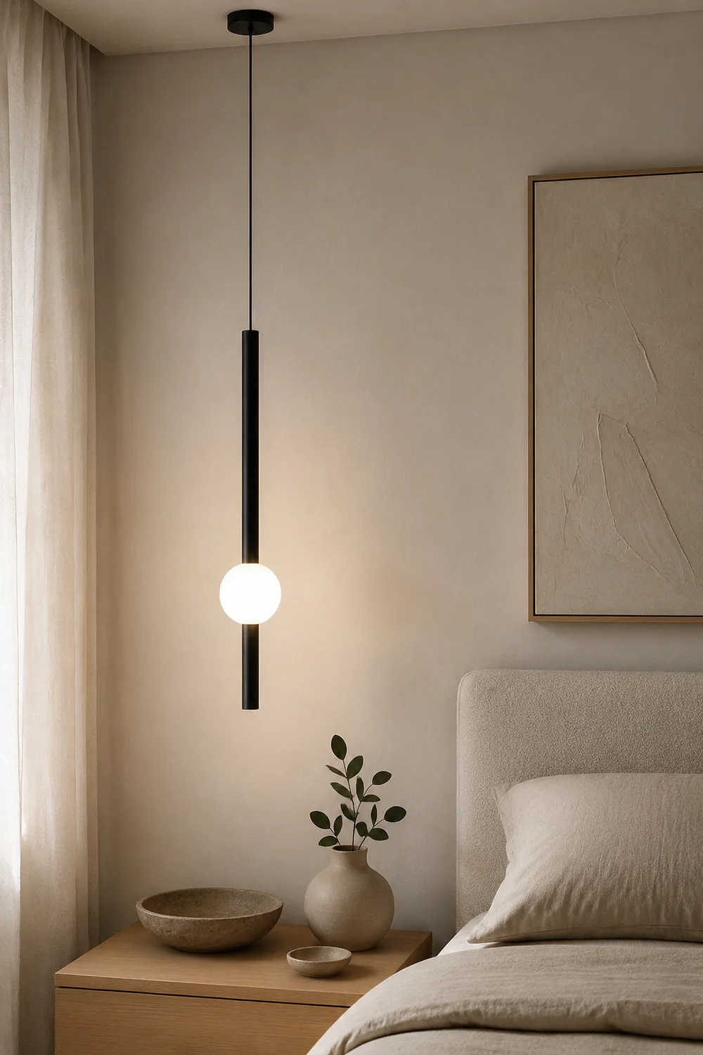 Carr Minimalist Linear Globe Glass Pendant Light, Bedroom - Lumpaz