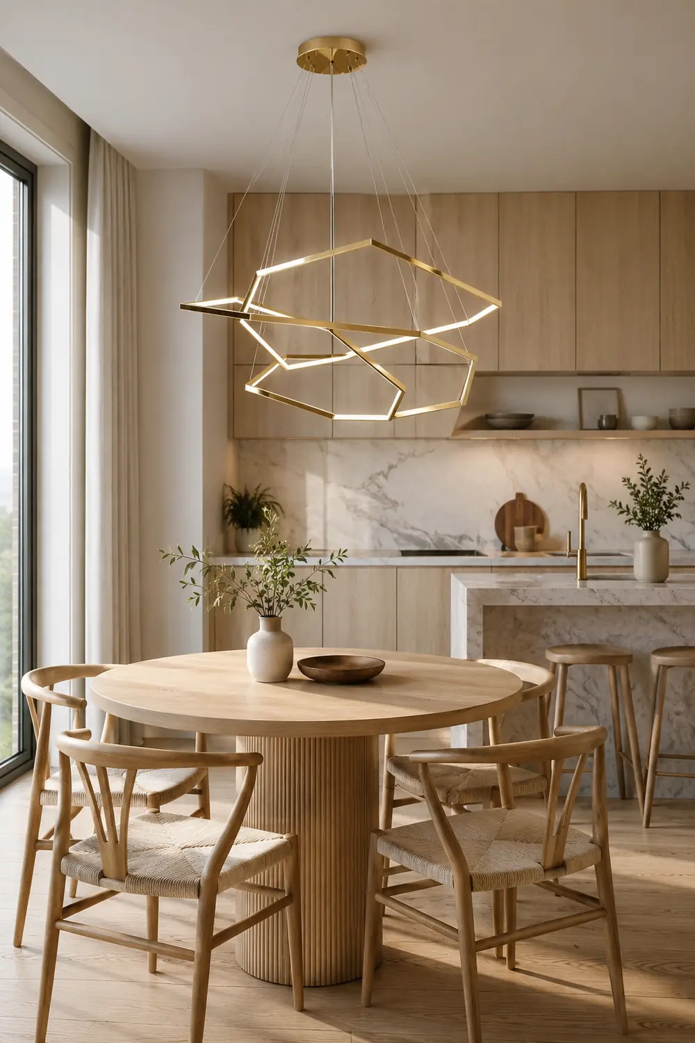 Edge Minimalist Geomatic Metal Pendant Light, Gold, DIY - Lumpaz