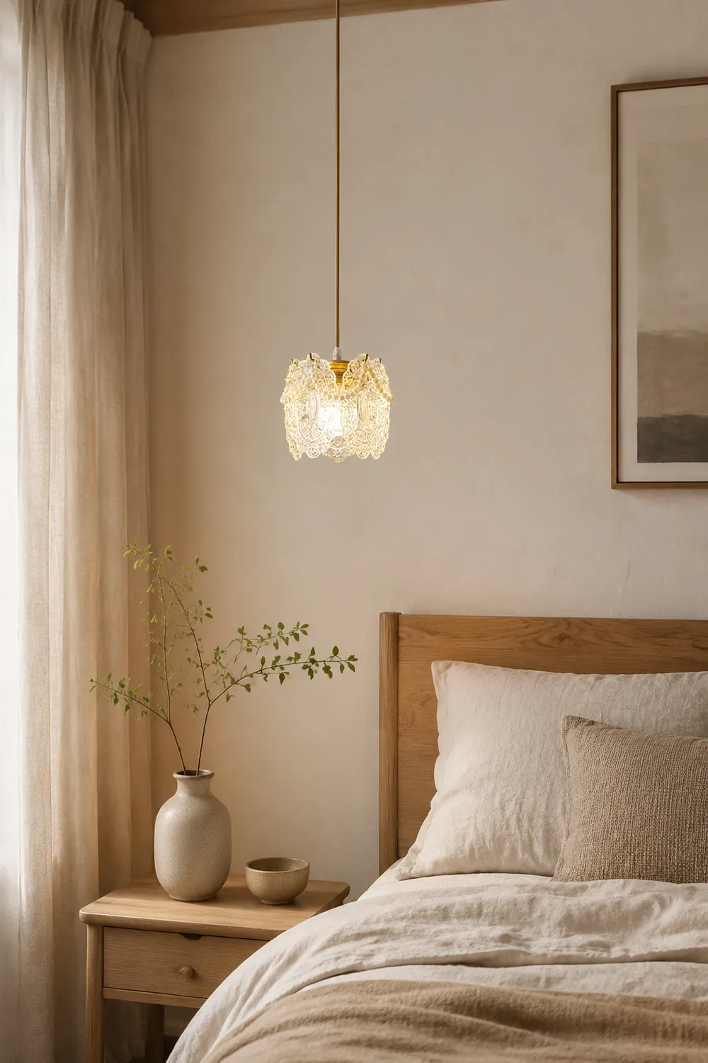 Kirsten French Lacey Flower Metal/Acrylic Pendant Light, White - Lumpaz