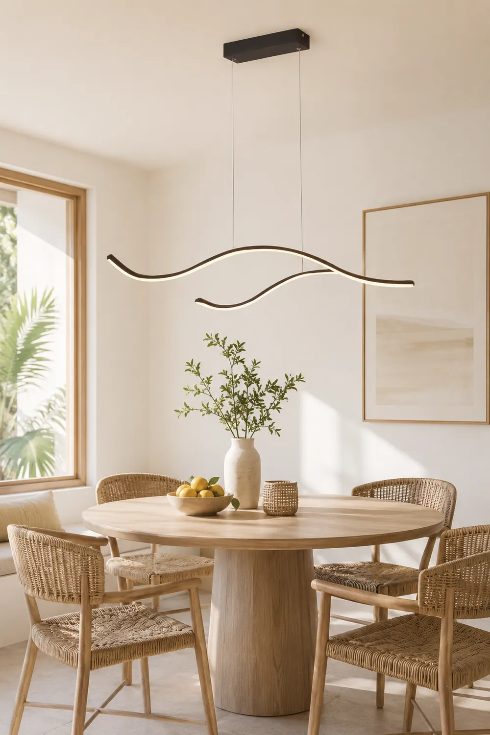 Curved Linear Pendant Light, Black/Gold - Lumpaz