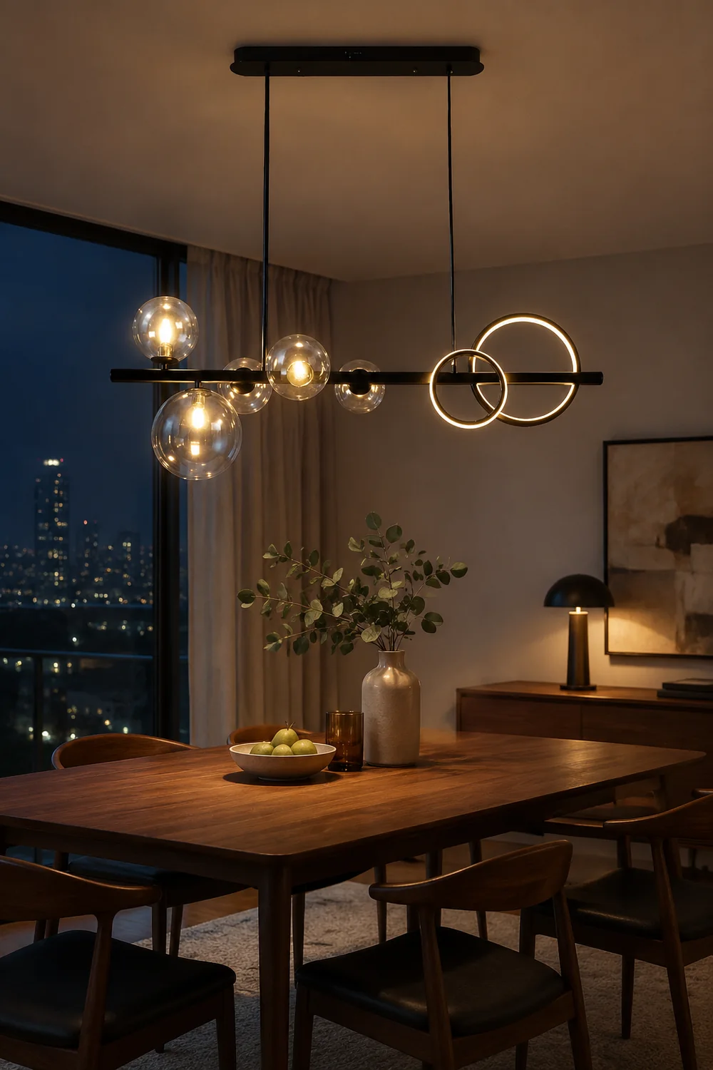 Valentina Pendant Light Bubble Circle Modern, Metal, Black/Gold, Bedroom - Lumpaz