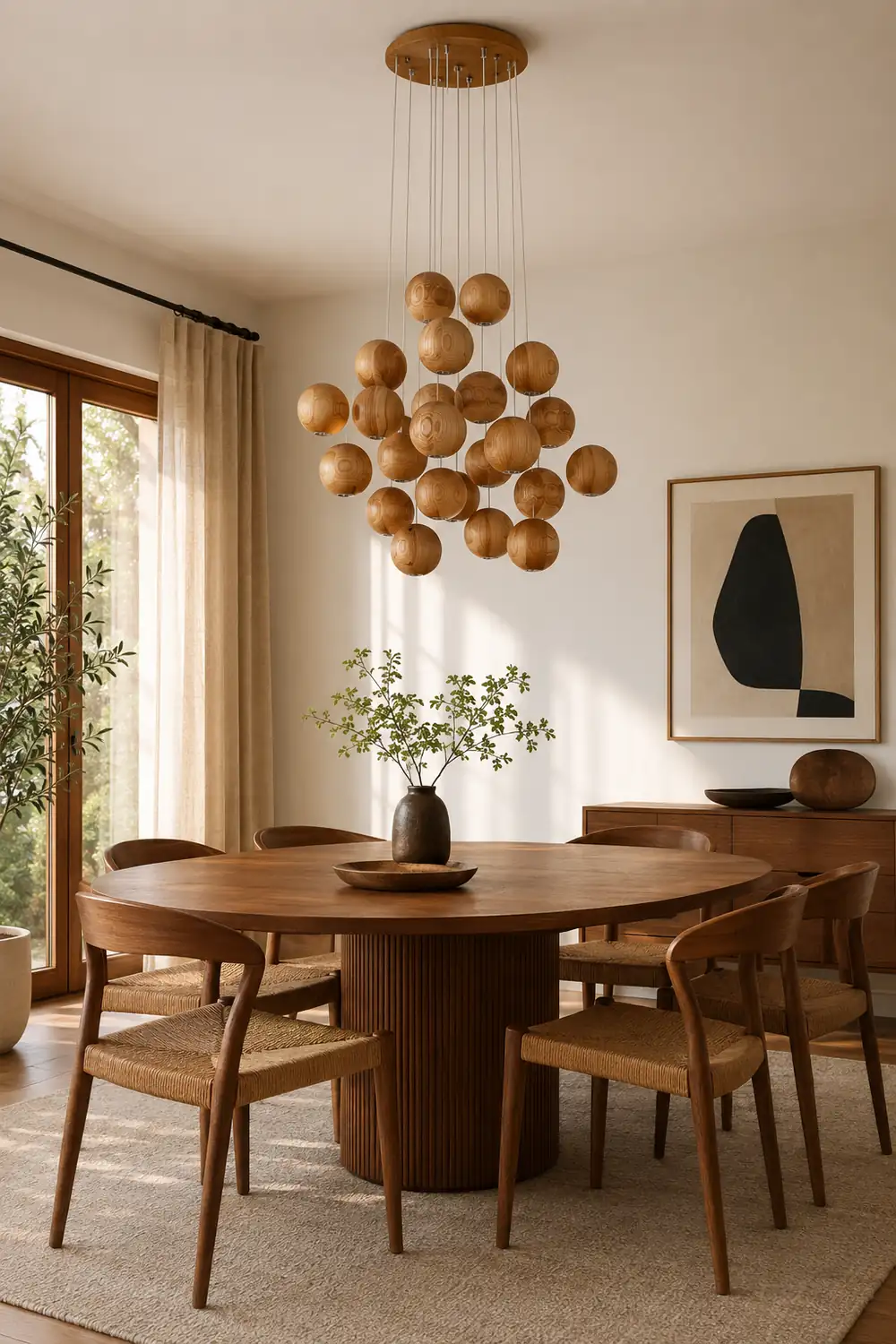 Wooden Orb Sphere Cluster Pendant Light - Lumpaz