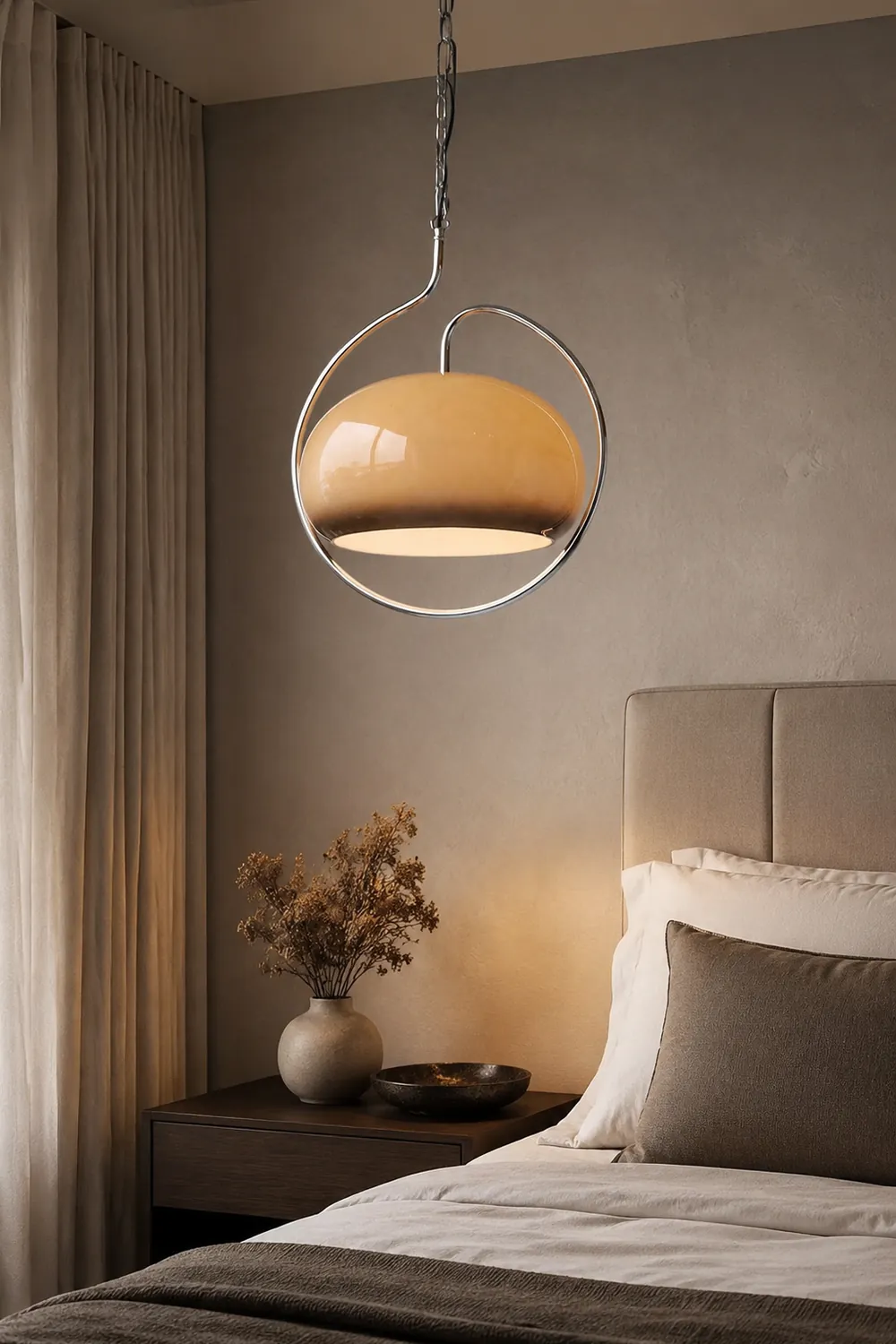 Hailie Retro Glass Pendant Light, Brown/White - Lumpaz