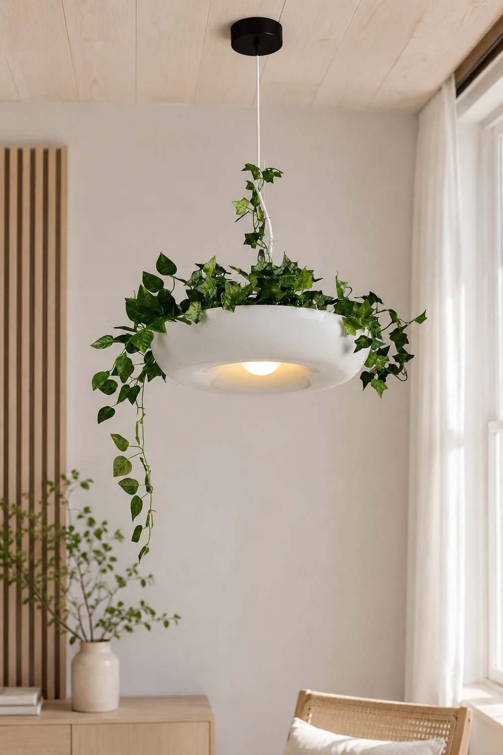 Nest Pendant Light Modern, Metal, Black/Green/White, Living Room - Lumpaz