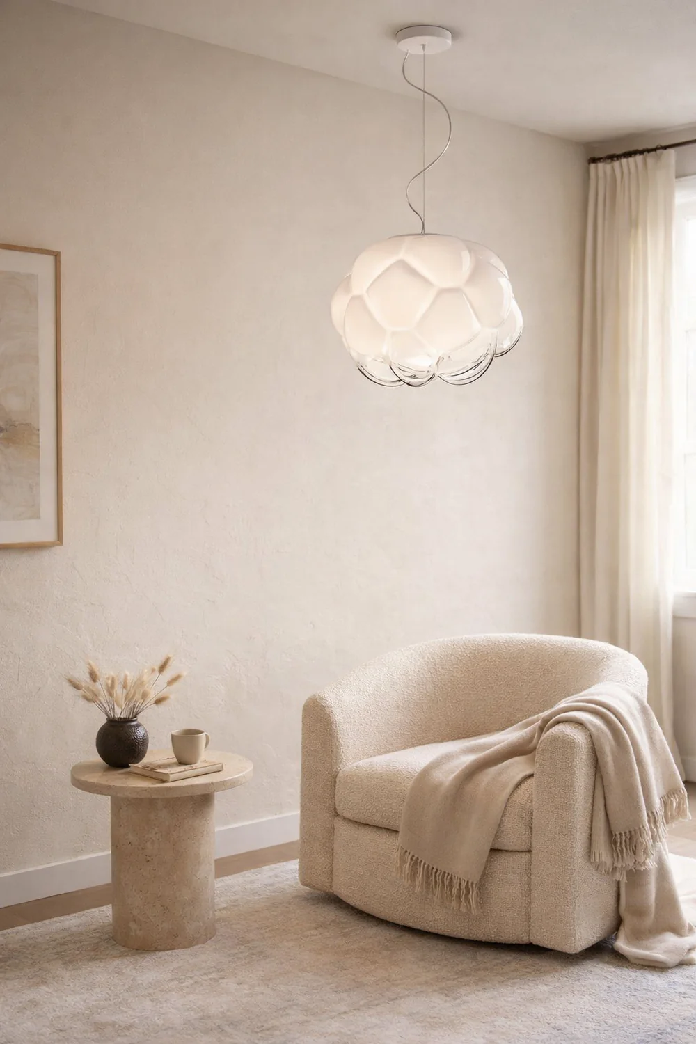 Modern Bostock Cloud Glass Pendant Light, White - Lumpaz