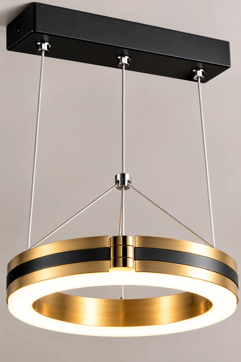 Raheel Nordic Ring Metal 3 Light Pendant Light, Black/Gold - Lumpaz