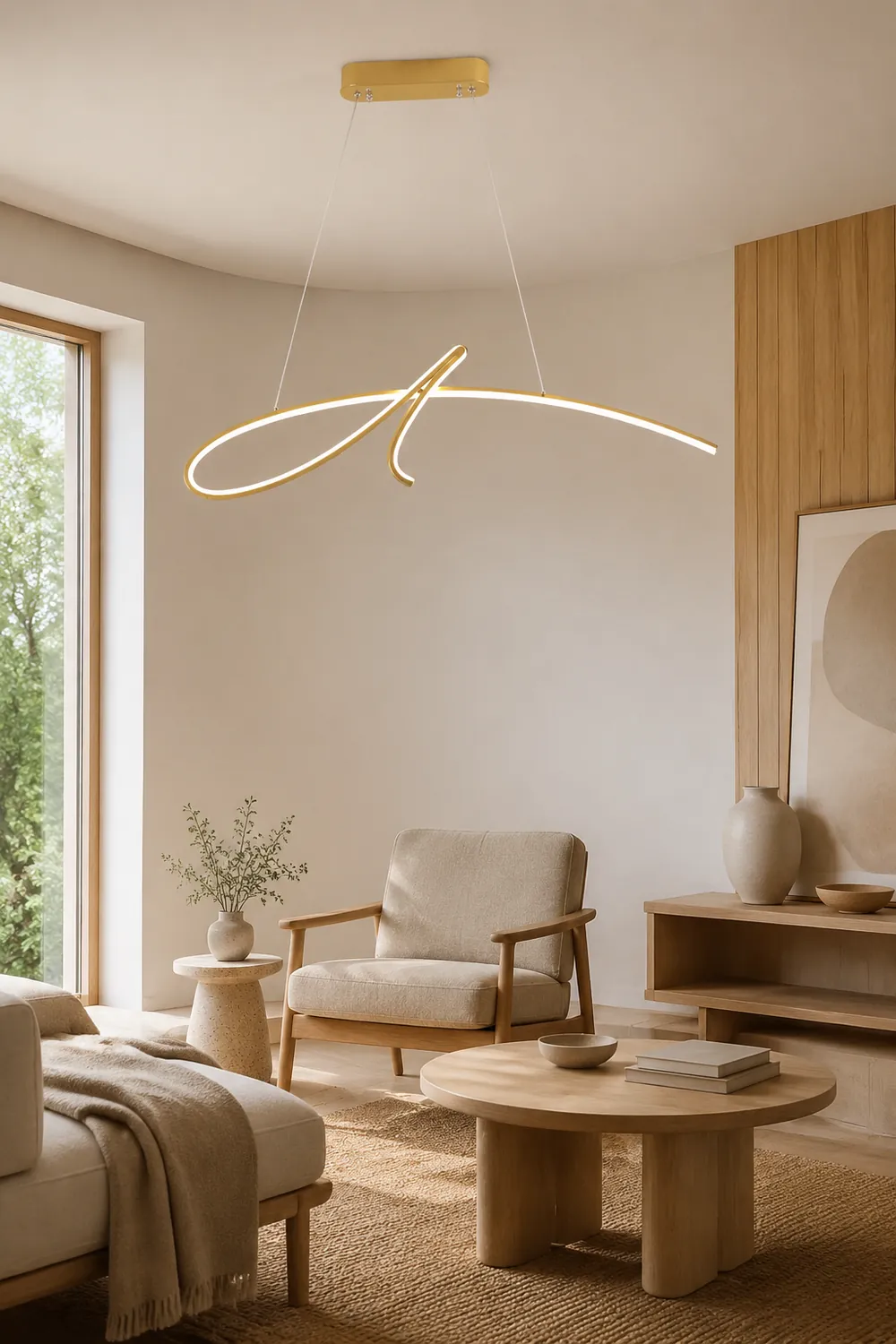 Pendant Light Irregular-curved Modern, Metal, Black/Gold, Restaurant - Lumpaz