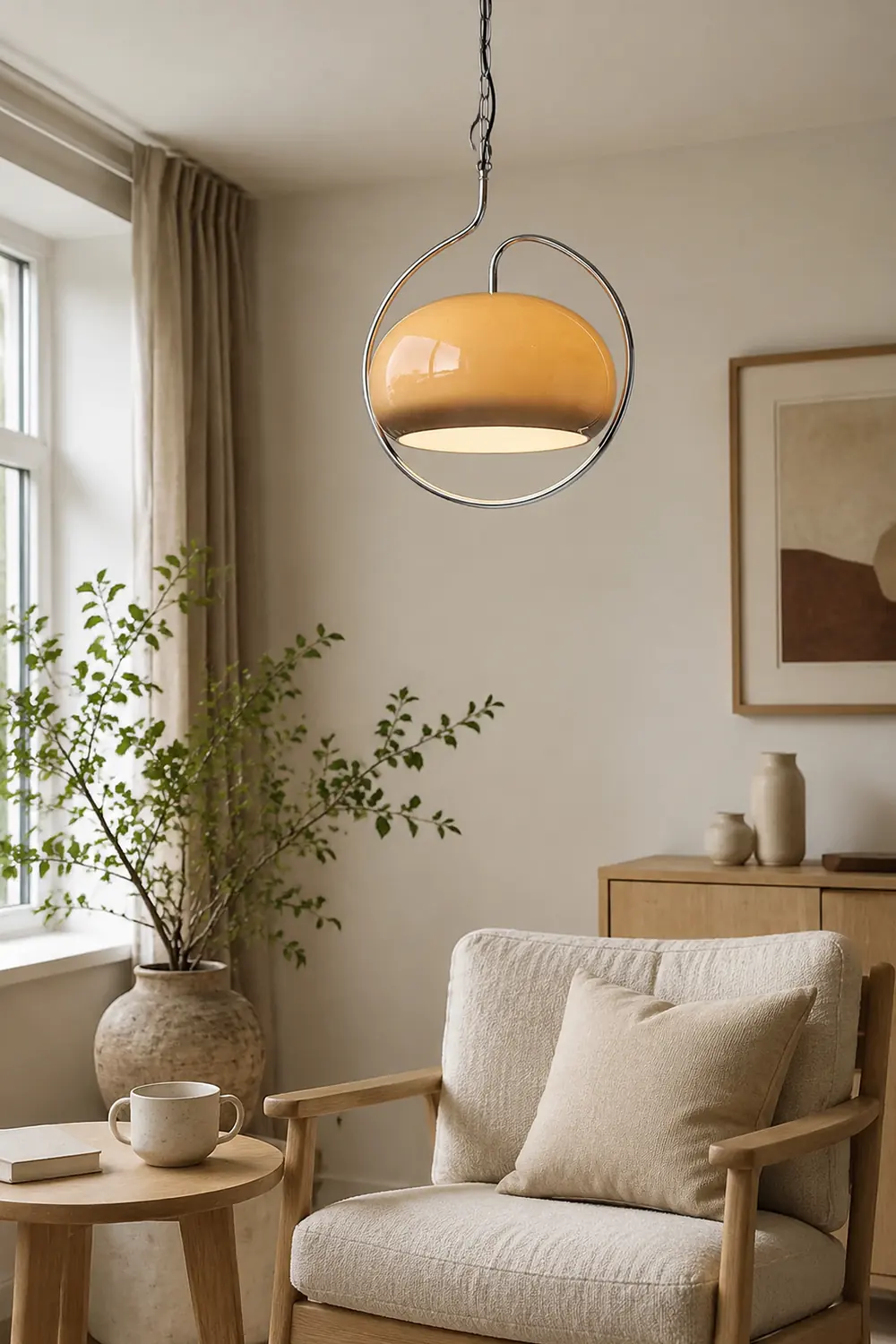Hailie Retro Glass Pendant Light, Brown/White - Lumpaz