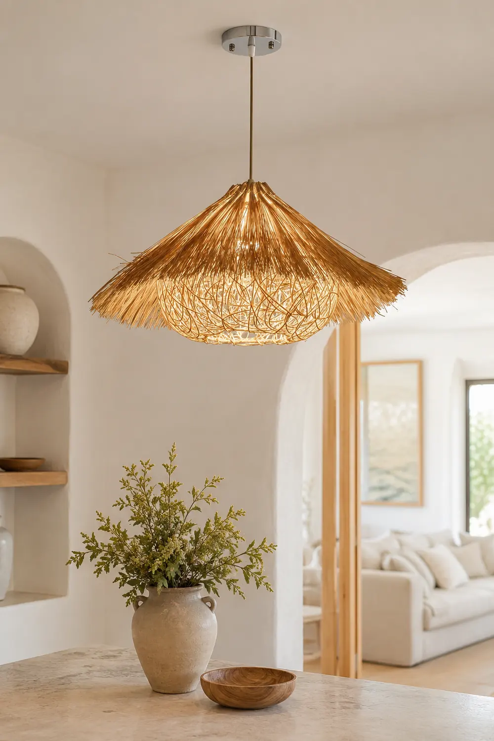 Muto Hand-Woven Rattan Modelling Pendant Light - Lumpaz