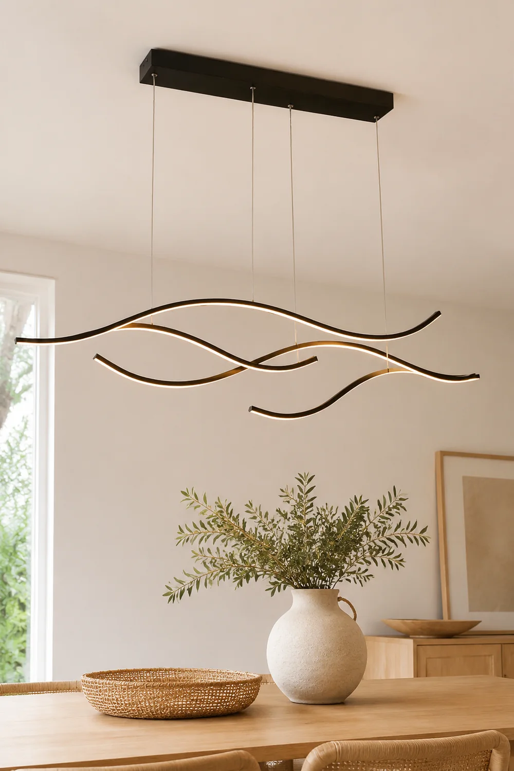 Pendant Light, Multi-Curved, Black/Gold, Metal - Lumpaz