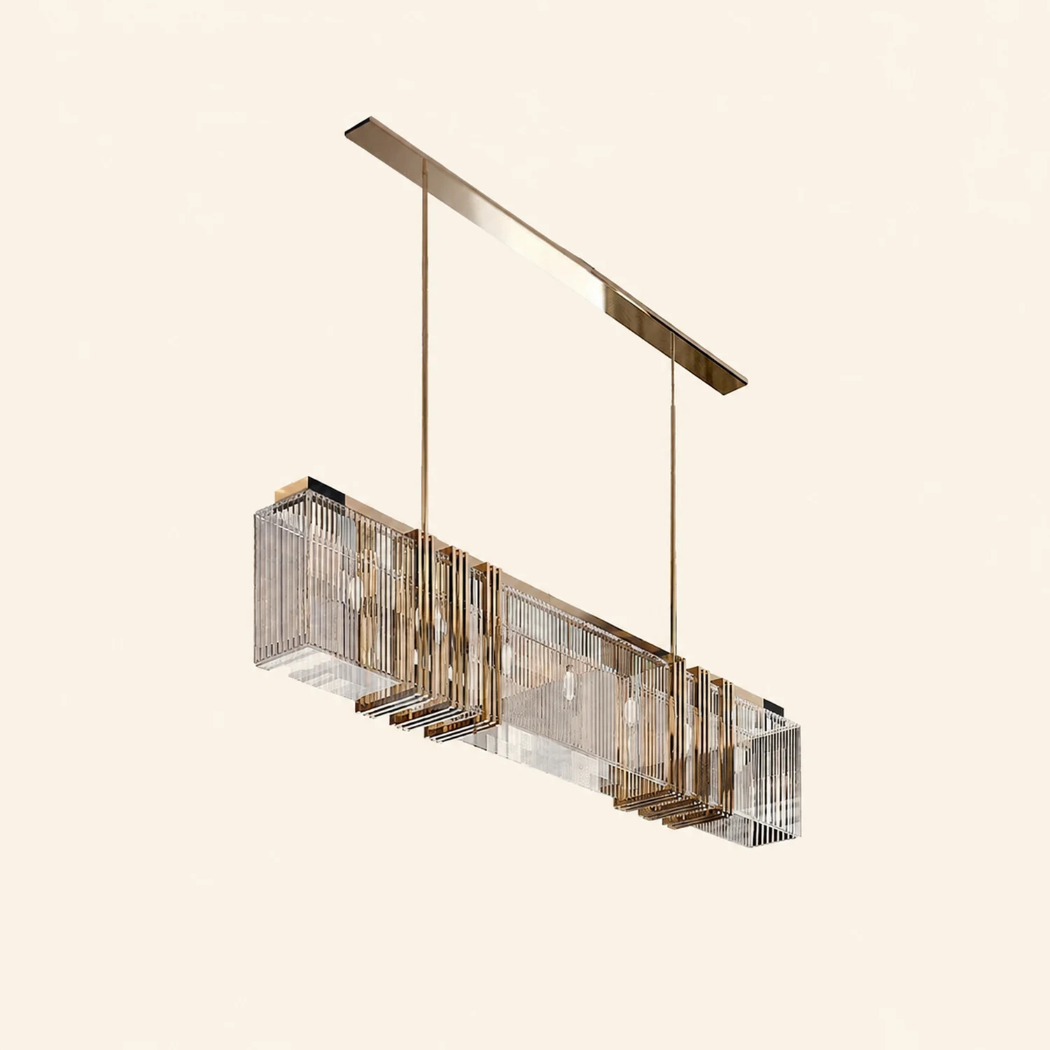 Kajetan Metal Chandelier Pendant Light, Luxury Rectangular Gold Living Room - Lumpaz