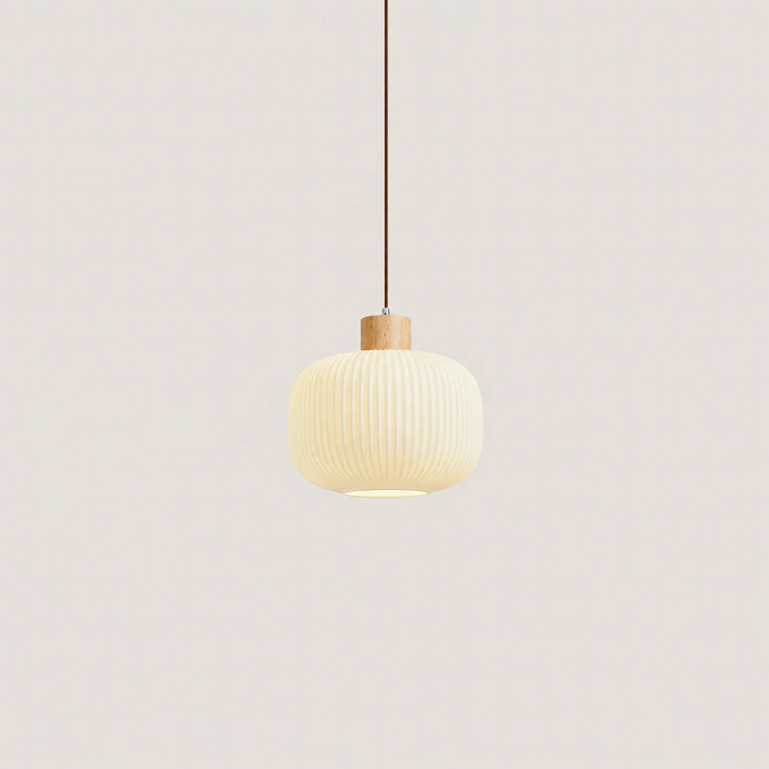 Ozawa Modern Wood/Glass Pendant Light, White - Lumpaz