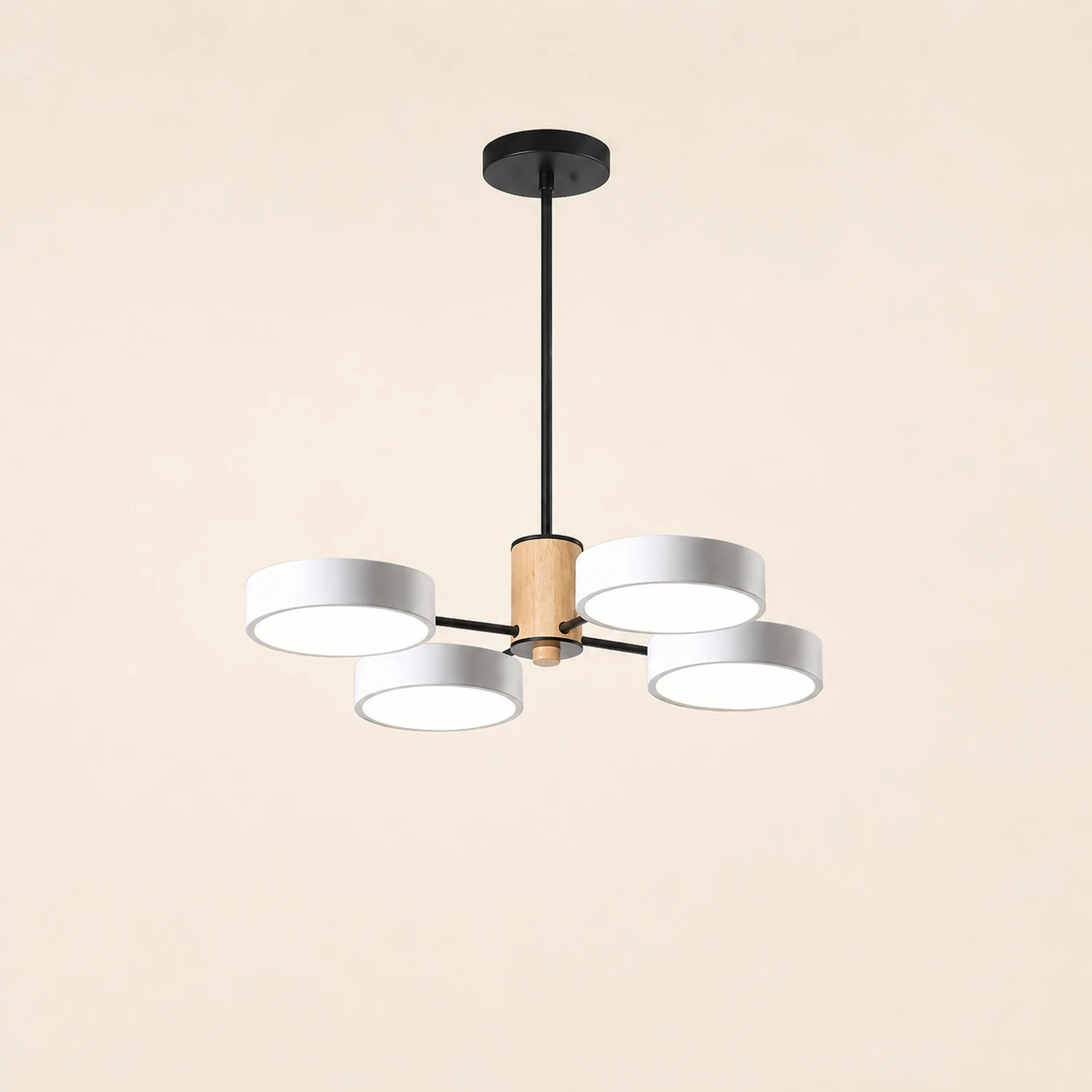 Sienna Art Deco Pendant Light, White/Green/Gray, Metal/Wood - Lumpaz