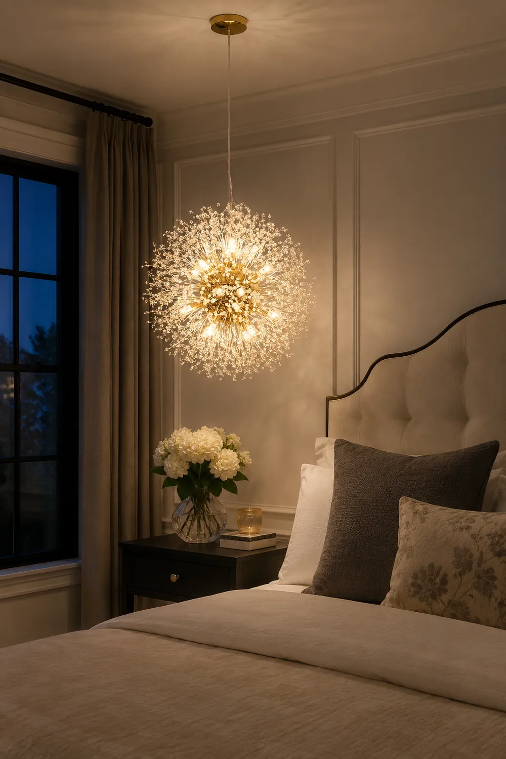 Lili Elegant Dandelion Metal/Acrylic Pendant Light, Gold/Chorme - Lumpaz