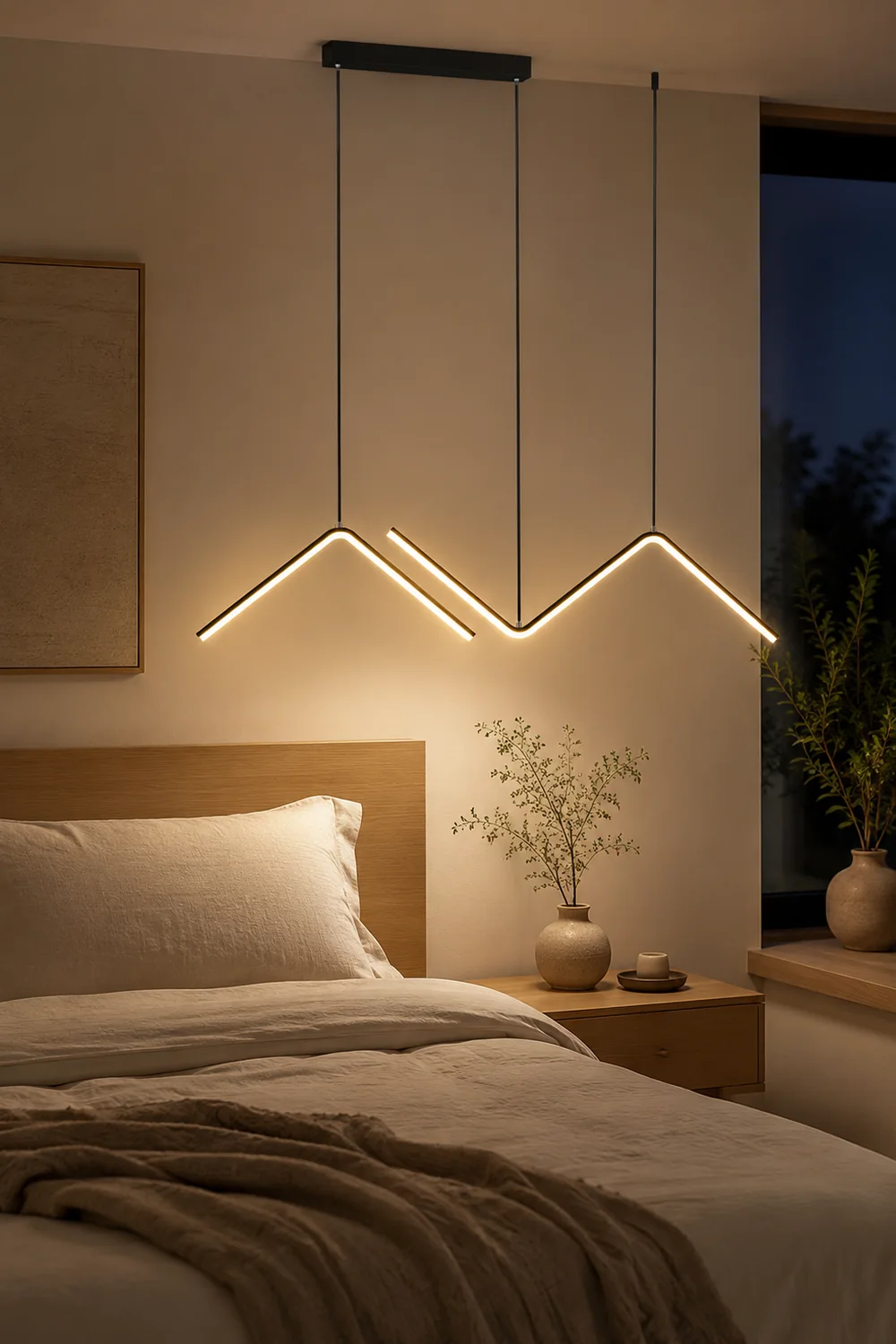 Modern Wavy Linear Pendant Light Double, Black/Gold - Lumpaz