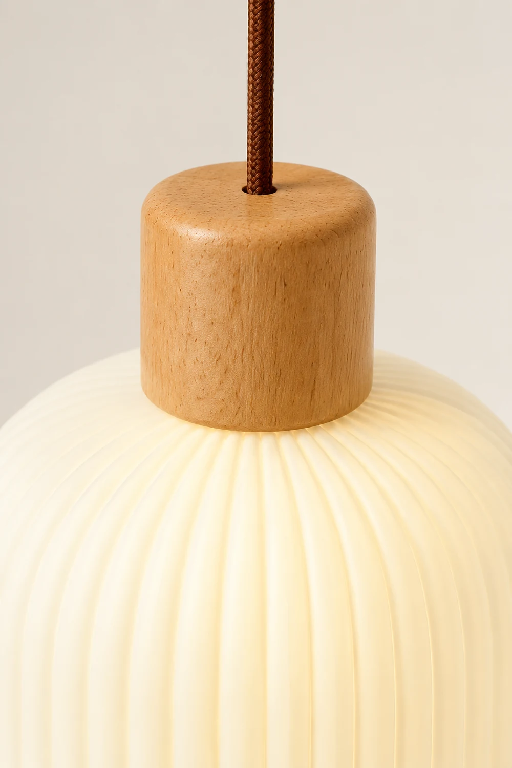 Ozawa Modern Wood/Glass Pendant Light, White - Lumpaz