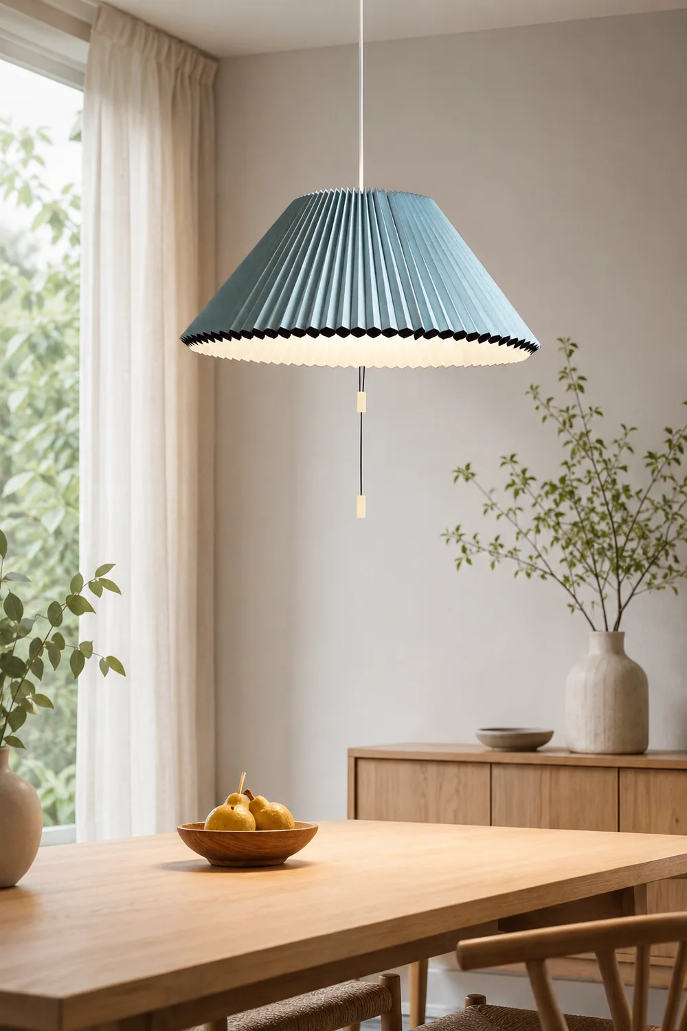 Morandi Modern Verstellbare Stofffalten Pendelleuchte, Braun/Weiß/Blau - Lumpaz