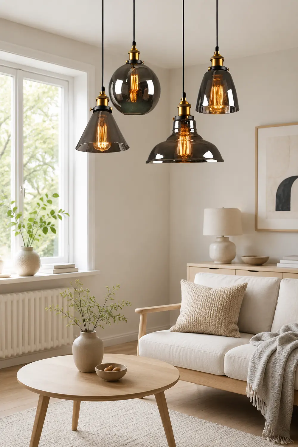 Levy Industrial Metal/Glass Pendant Light Clear/Amber/Smoke Gray Dining Room - Lumpaz