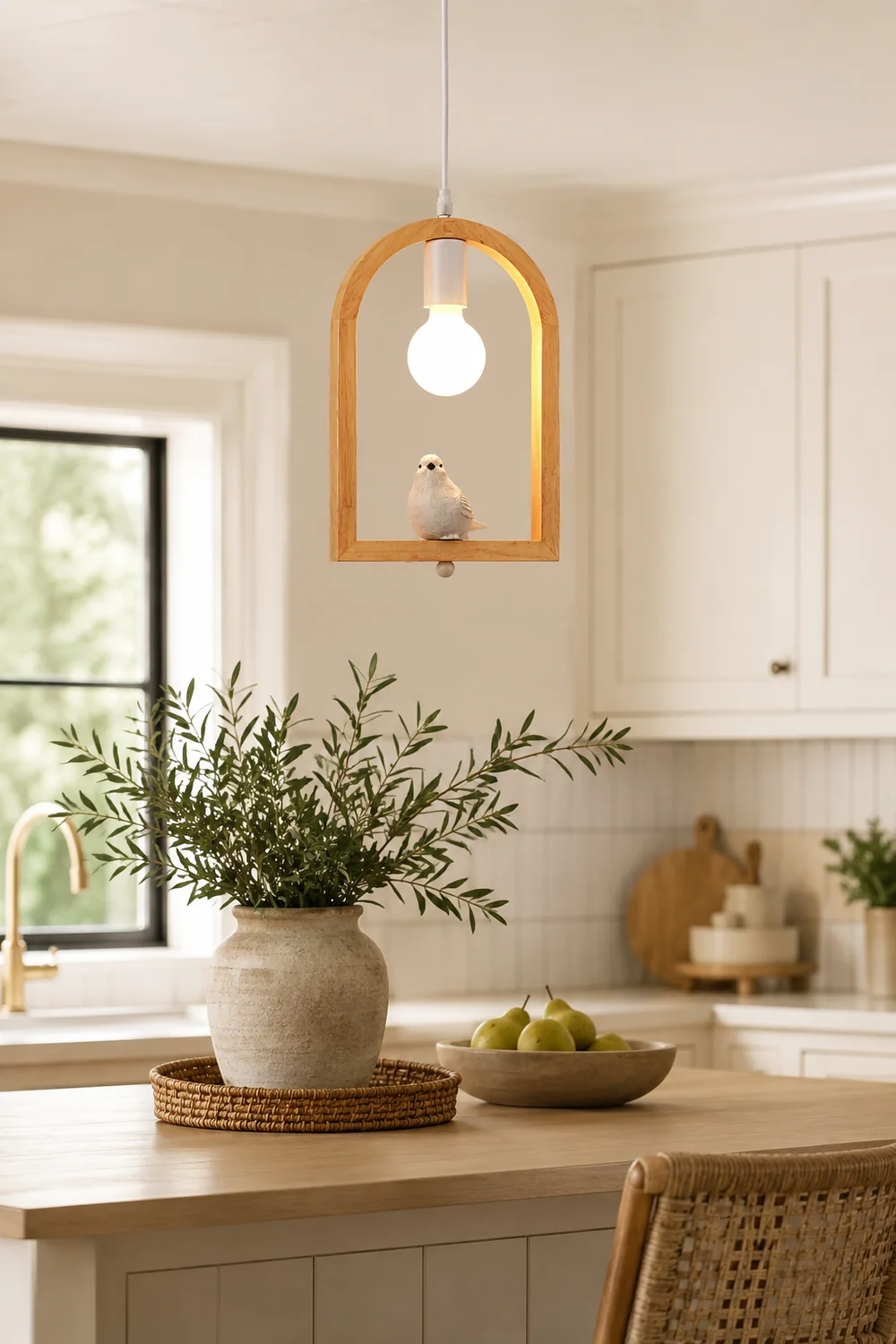 Wood Bird Resin Pendant Light - Lumpaz