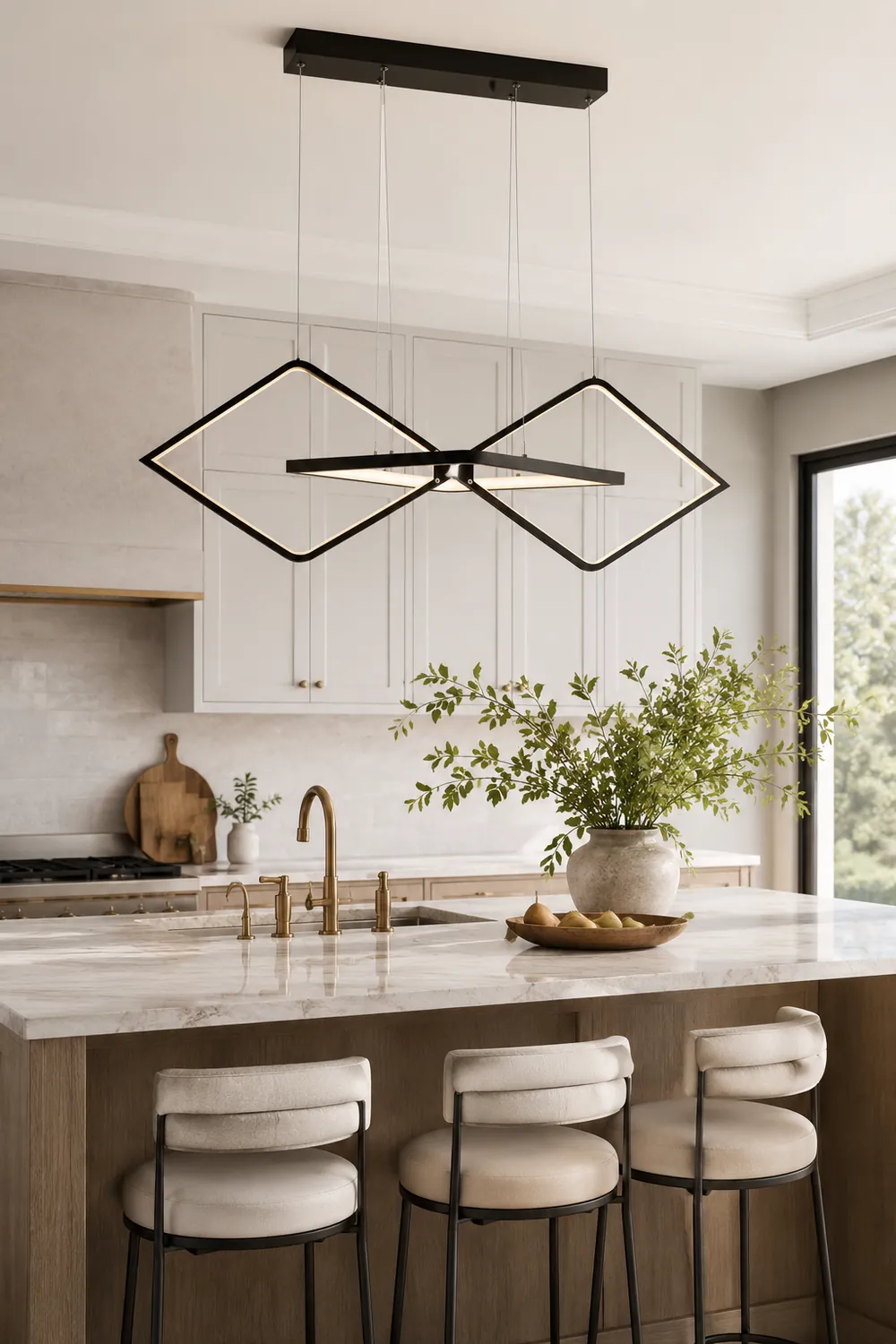 Bouvet Minimalist Geometric Metal Pendant Light, Black/Gold - Lumpaz
