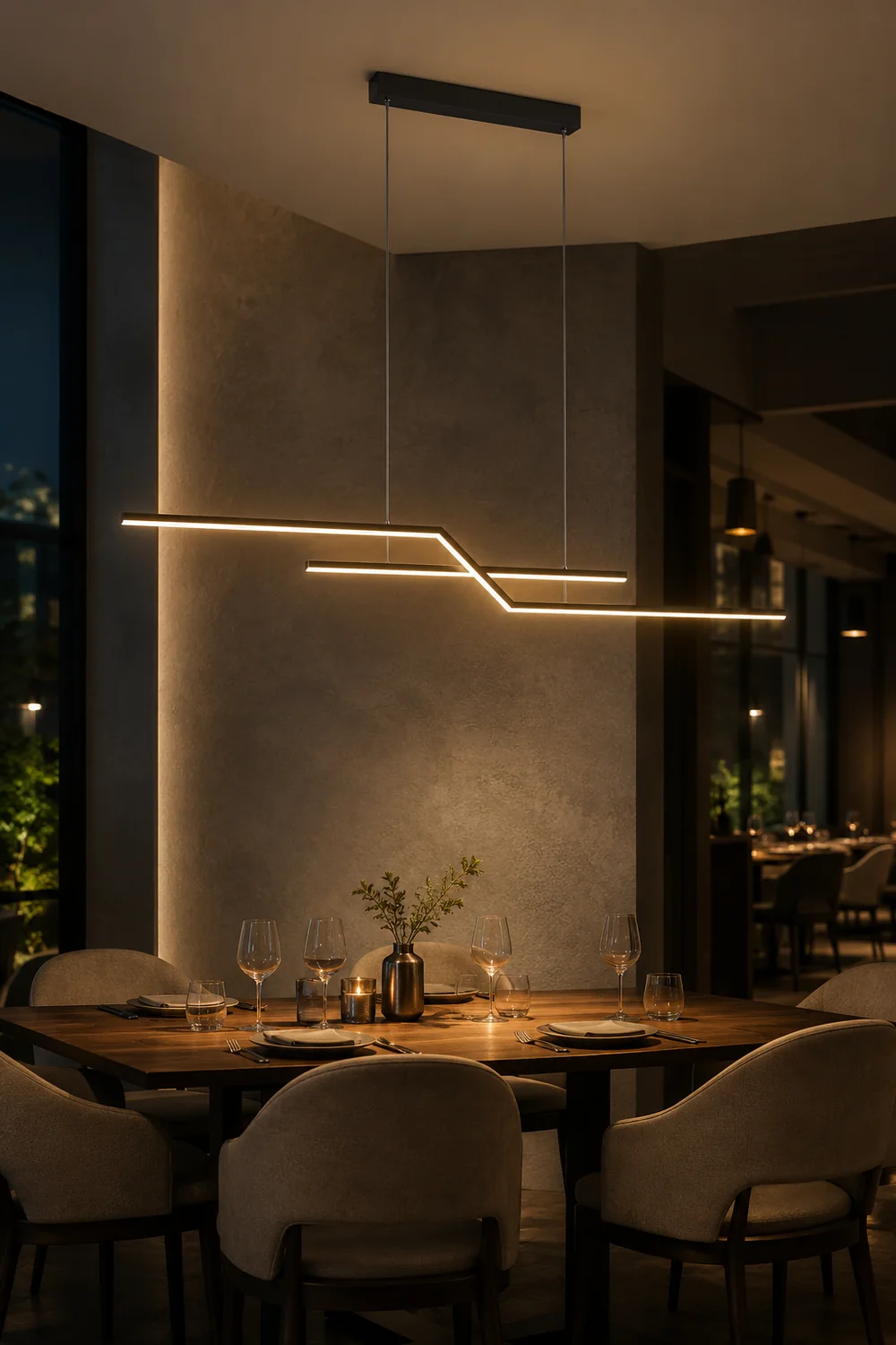 Parallel Fold Linear Pendant Light, Black/Gold, Living Room - Lumpaz